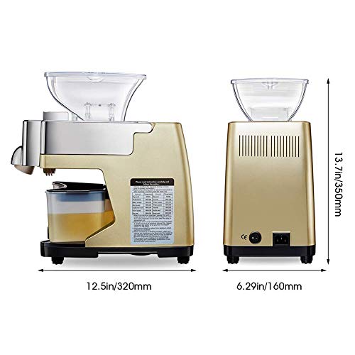 Extracción de prensa de aceite de cocina - Extractor de prensa de aceite comercial frío/calor automático eléctrico 550W para cacao de lino de oliva y lino de cacahuete,Gold