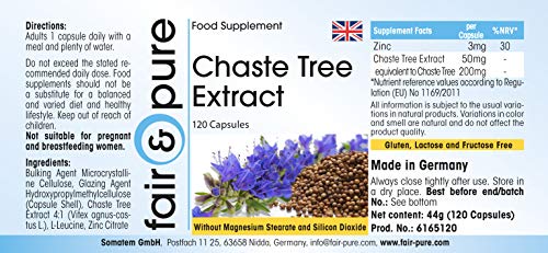 Extracto de Sauzgatillo con Zinc - Vitex Agnus Castus - Vegano - Alta pureza - 120 Cápsulas