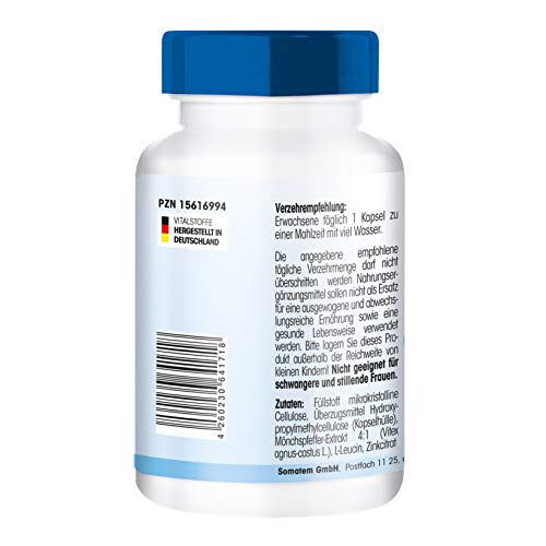 Extracto de Sauzgatillo con Zinc - Vitex Agnus Castus - Vegano - Alta pureza - 120 Cápsulas