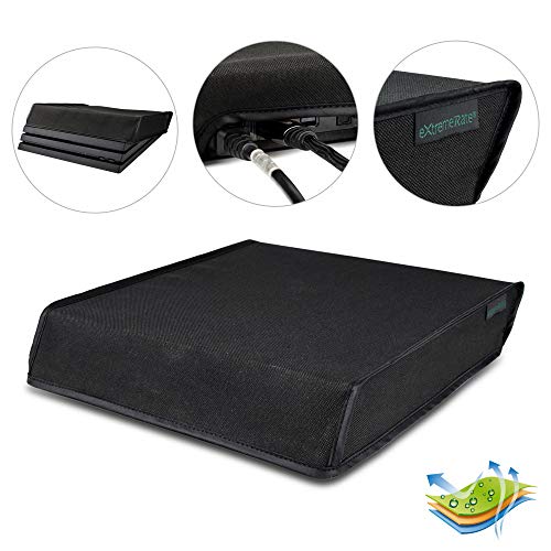 eXtremeRate Prueba de Polvo Consola PS4 Funda Cubierta Protectora Horizontal Diseño de Doble Capa Forro Corte Preciso Fácil de Acceso los Cables Guardapolvo para Consola Playstation 4 PS4 Pro(Negro)