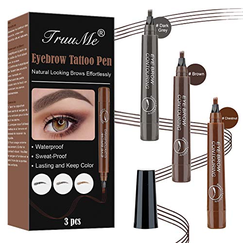 Eyebrow Pencil, Liquid Eyebrow Tattoo, Lapiz Cejas, Coloración de Cejas de 3 Colores Con Puntas Impermeable de Larga Duración Para Maquillaje Natural de Cejas
