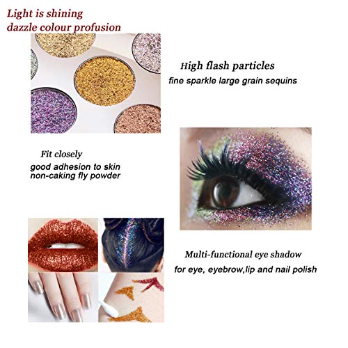 Eyeshadow Palette- HIROCK Paletas de sombras de ojos con brillo de 18 colores Maquillaje multirreflectante brillo Paleta cosmética waterproof de larga duración para ojos Cejas y esmalte de uñas (01)
