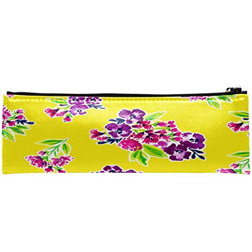 EZIOLY - Estuche para lápices o cosméticos, diseño de flores, color amarillo