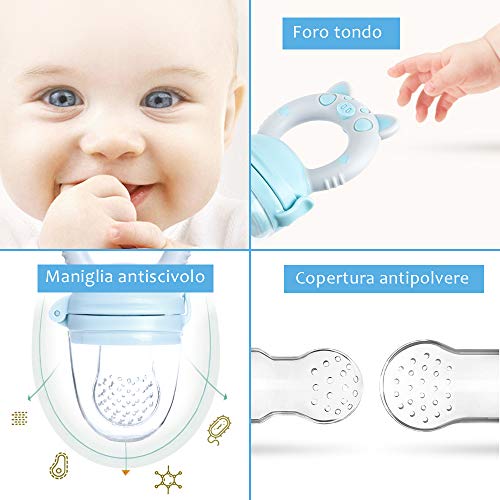 Fabur 2pcs Chupete Fruta Bebe + 9pcs Tetinas de Silicona(3 * 3), Innovador Chupete de Frutas Juguete para la Dentición del Chupete Infantil para la Dentición de Frutas