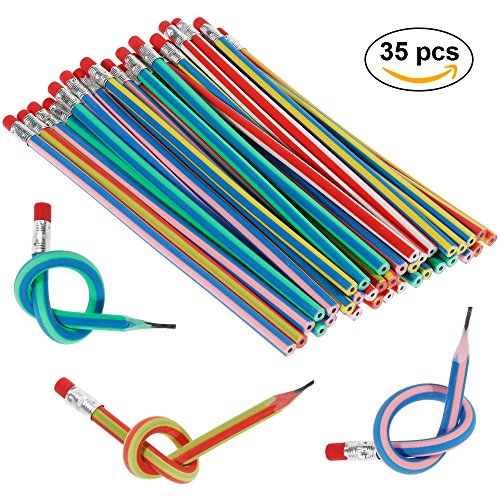 Faburo 35 Piezas Lapices Flexibles con Goma,Lapices Mágicos De Juguete para Fiestas de Cumpleaños Infantiles