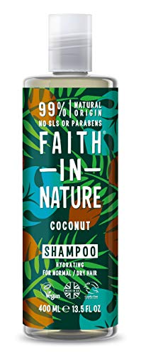 Faith in Nature Champú Natural de Coco, Hidratante, Vegano y No Testado en Animales, sin Parabenos ni SLS, para Cabello de Normal a Seco, 400 ml