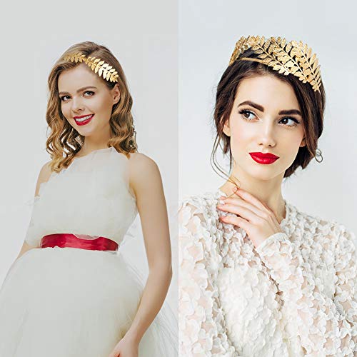falllea 2 Piezas de Diadema Nupcial Dorado Hoja Diadema de Laurel de Diosa Corona de Hoja de la Rama Diadema de Novia Accesorios para el Cabello para las Mujeres