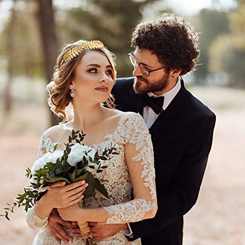 falllea 2 Piezas de Diadema Nupcial Dorado Hoja Diadema de Laurel de Diosa Corona de Hoja de la Rama Diadema de Novia Accesorios para el Cabello para las Mujeres