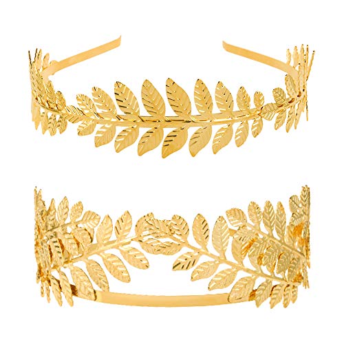 falllea 2 Piezas de Diadema Nupcial Dorado Hoja Diadema de Laurel de Diosa Corona de Hoja de la Rama Diadema de Novia Accesorios para el Cabello para las Mujeres