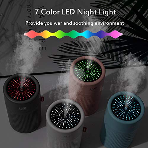 Famedy - Mini humidificador inalámbrico de 2000 mAh, recargable, humidificador de vapor frío para coche, oficina, apagado automático, 750 ml, funciona hasta 28 horas, Gris, Grey