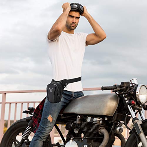 Fansport Bolso Pierna Moto, Bolso de Pierna Impermeable para Hombre riñonera Pierna Hombre Bolsos para IR en Moto para la Pierna Bolso Cintura Hombre Moto