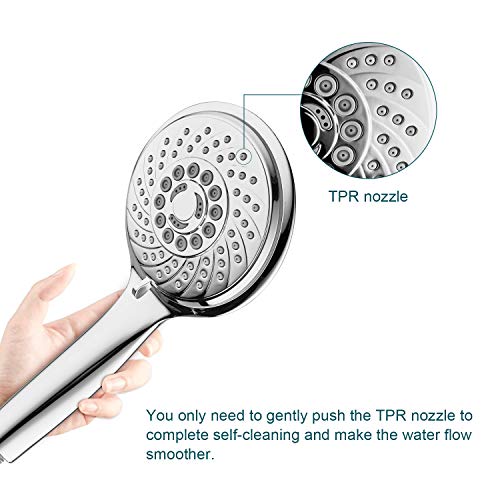 Fansteck Alcachofa Ducha con 1.5 M Manquera Inoxidable, Mango Ducha Grande 7 Modos de Chorro de Agua, Telefono Ducha Universal Ahorro de Agua para Baño.