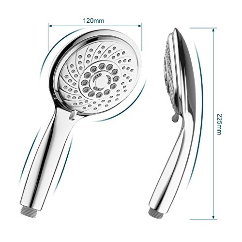 Fansteck Alcachofa Ducha con 1.5 M Manquera Inoxidable, Mango Ducha Grande 7 Modos de Chorro de Agua, Telefono Ducha Universal Ahorro de Agua para Baño.
