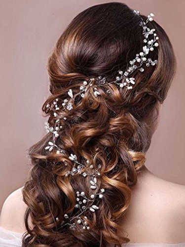Fashion Pearl - Pasador de pelo para novia, 1 m de largo, accesorio de decoración para el pelo, para damas de honor