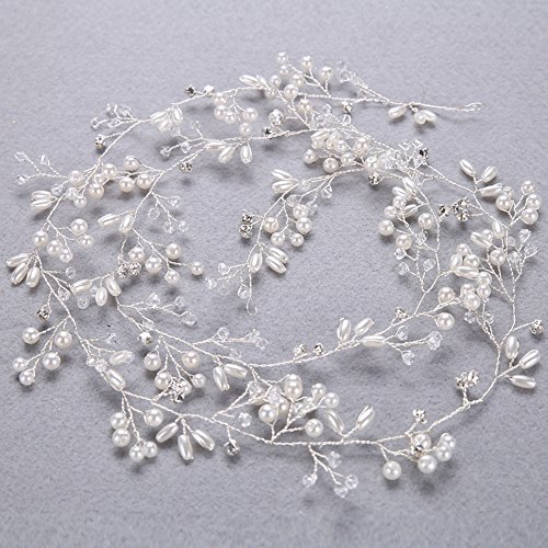 Fashion Pearl - Pasador de pelo para novia, 1 m de largo, accesorio de decoración para el pelo, para damas de honor