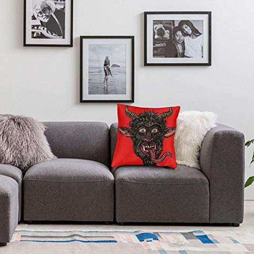 FAVIBES Krampus Face Christmas Folklore Velvet Soft Square Throw Pillow Covers Fundas para el hogar Decoración Cojín Funda para sofá Interior Dormitorio Coche 20x20 Pulgadas