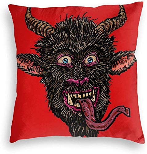 FAVIBES Krampus Face Christmas Folklore Velvet Soft Square Throw Pillow Covers Fundas para el hogar Decoración Cojín Funda para sofá Interior Dormitorio Coche 20x20 Pulgadas