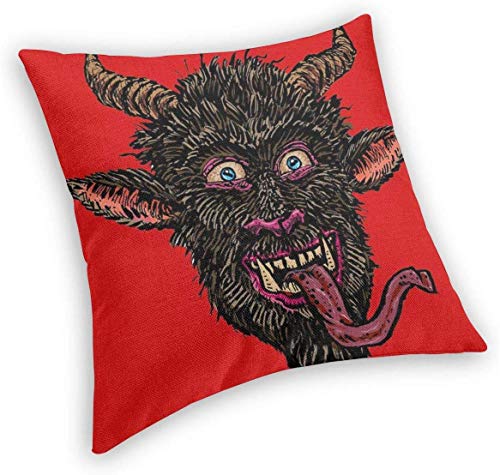 FAVIBES Krampus Face Christmas Folklore Velvet Soft Square Throw Pillow Covers Fundas para el hogar Decoración Cojín Funda para sofá Interior Dormitorio Coche 20x20 Pulgadas