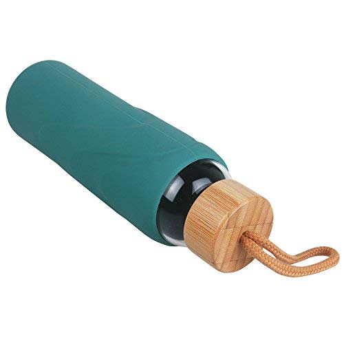 FCSDETAIL Botella de Agua de Cristal sin BPA, Botella de Agua de Vidrio de Borosilicato con Funda de Silicona con Tapa de Bambú 420ml / 660ml / 1000ml