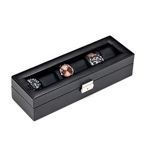 FCXBQ Caja de Almacenamiento de Joyas Caja de Reloj de Cuero de Fibra de Carbono Pulsera Maquinaria de joyería Caja de Almacenamiento de Relojes con Cerradura