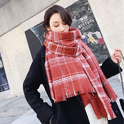 FDFRGG Otoño e Invierno Nueva Bufanda Estilo Fragancia pequeña Tendencia de explosión Femenina Espesamiento Chal cálido Collar Suelto 195 * 70Cm Naranja Rojo