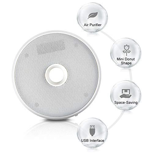 Fdit Purificador Aire Generador Ozono Redondo Eliminador Olor Carga USB Desodorante Hedor Ambientador Oxígeno Armario (Blanco)