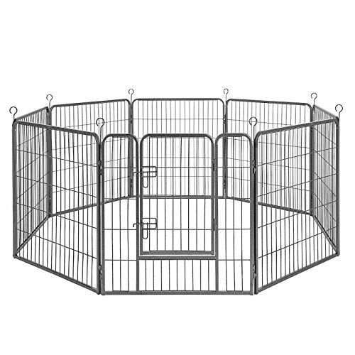 FEANDREA Jaula Valla para Perros, Corral Plegable para Cachorros, Conejos y Otras Mascotas Gris 77 x 80 cm PPK88G