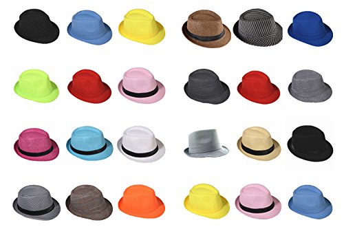Fedora - Sombrero de panamá de paja, sombrero de gangster, sombrero de sol con cinta de tela rojo Talla única