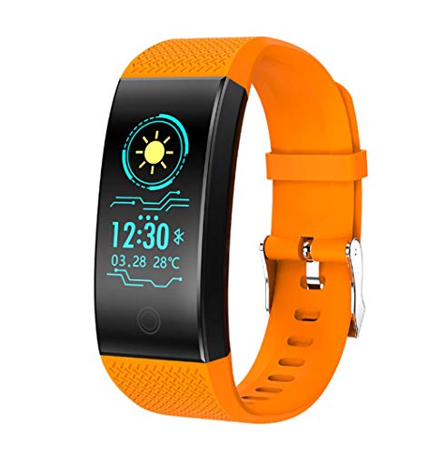 FEGNSHUAI Rastreador de Ejercicios, Pulsera Inteligente Frecuencia cardíaca Presión Arterial Oxígeno sanguíneo Modo de Movimiento múltiple Pantalla Anti-Acuarela Pulsera Deportiva,Amarillo