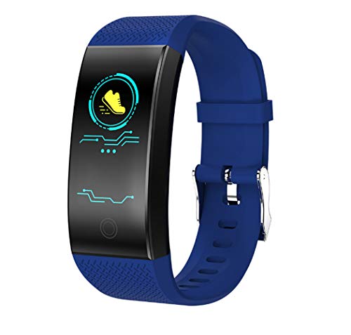 FEGNSHUAI Rastreador de Ejercicios, Pulsera Inteligente Frecuencia cardíaca Presión Arterial Oxígeno sanguíneo Modo de Movimiento múltiple Pantalla Anti-Acuarela Pulsera Deportiva,Azul