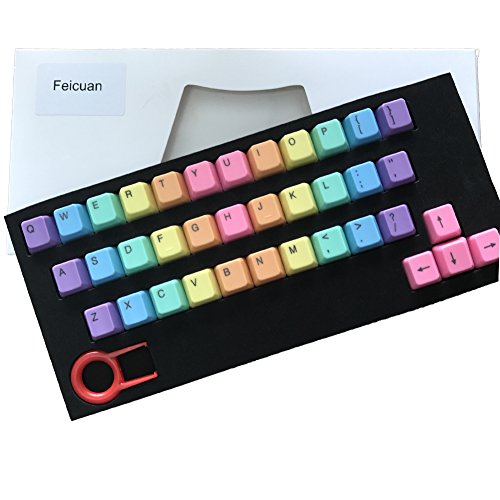 Feicuan 37 Keys Cap Cover Case ABS Colorful Replacement Keycap Universal para Teclado mecánico -Light Color,Top Print