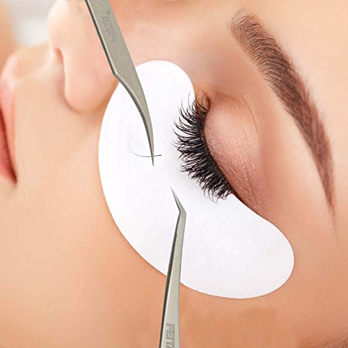 Feita - Pinzas para extensiones de pestañas, profesionales, de acero inoxidable con punta curvada, depilación (2 unidades)