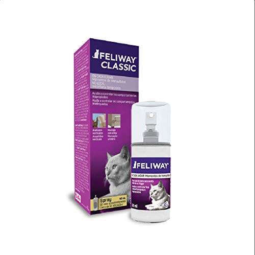 FELIWAY Classic - Antiestrés para gatos - Transportín, Viajes, Marcaje con orina localizado, Arañazos verticales localizados - Spray 60 ml