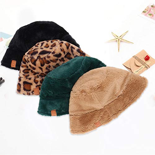 FELZ Sombrero de Invierno Gorro de Faux Fur para Invierno Gorro de leopardo cálido Moda Boina calientes para mujeres,Cuatro Colores