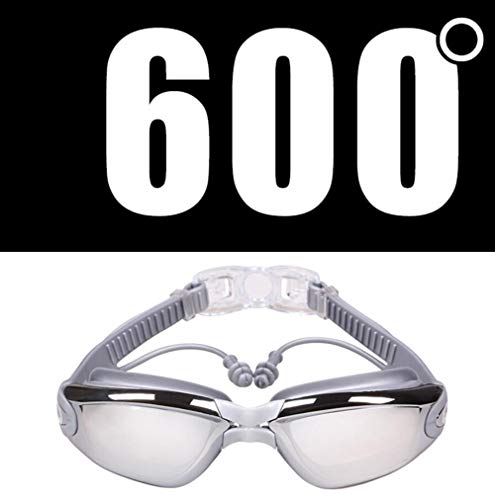 FENGG Gafas de Natación Goggles Triatlón Miopía Óptico Graduado Antiniebla Protección UV Anti-Rotura,600