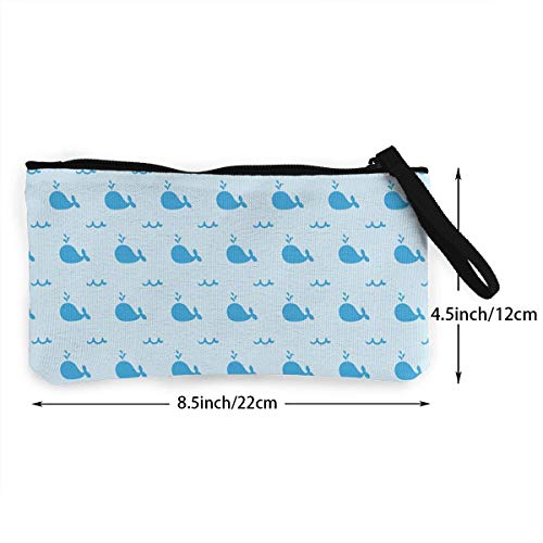 Fenmeegy Ballena Logo Lindo Lienzo Cambio Monedero Efectivo, Bolsa de Maquillaje, Bolsa de Teléfono Móvil con Asa Monedero Bolsa Bolsa de Cambio