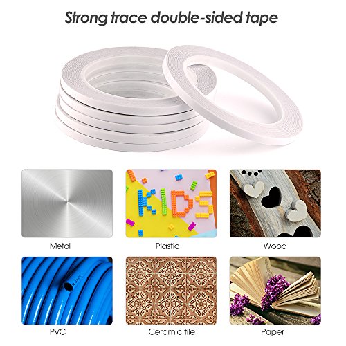 FEPITO 6 Rollos Cinta adhesiva de doble cara Cinta autoadhesiva para costura, manualidades, trabajo manual, 6 mm x 25 metros cada rollo