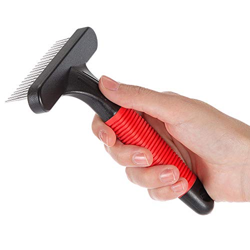 Feplast Rastrillo para Perros Gro 5872, Púas Redondeadas giratorias, Ideal para el submanto de Animales de Pelo Medio y Largo, 15,5 x 11 x h 3,3 cm, Negro (85872799)