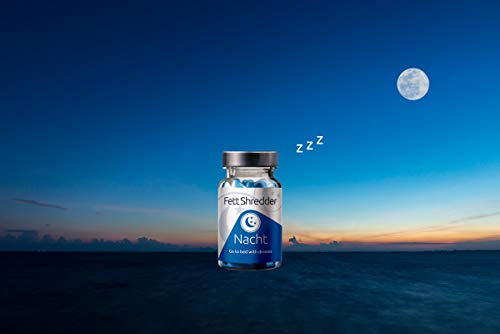 Fettshredder NIGHT | Quemagrasas para noche | Adelgazar mientras duermes con L-carnitina, L-triptófano, Lúpulo, Melisa, Valeriana | Pierde peso de forma rápida para hombre y mujer | 60 cápsulas