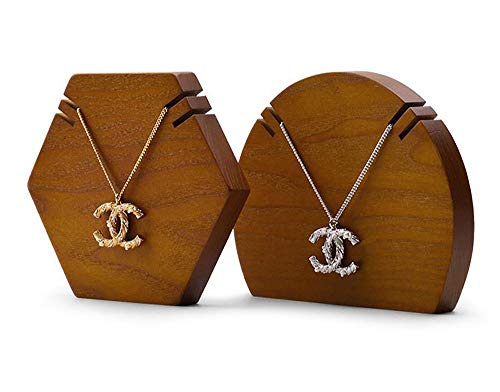 FGA Joyero Marco de la joyería Madera Maciza Creativo Semicírculo Joyería Prop Vintage Hexágono Collar Soporte de exhibición