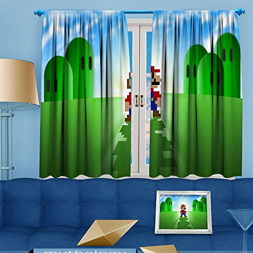 Ficldxc Super Mario Cortina de ventana para habitación infantil, insonorizada, pantalla (3ds Mario Kart), poliéster, Color02, W52 x L84 Inch