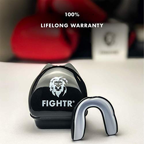 FIGHTR® Premium Protector bucal – respiración Ideal & fácil de Ajustar, protección Dental Deportiva para Boxeo, MMA, Muay Thai, Hockey y Deportes de Lucha, Incluye Caja higiénica