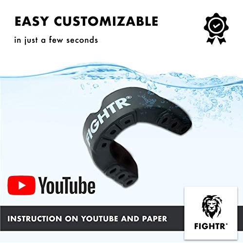 FIGHTR® Premium Protector bucal – respiración Ideal & fácil de Ajustar, protección Dental Deportiva para Boxeo, MMA, Muay Thai, Hockey y Deportes de Lucha, Incluye Caja higiénica