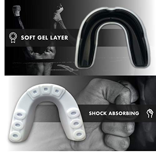 FIGHTR® Premium Protector bucal – respiración Ideal & fácil de Ajustar, protección Dental Deportiva para Boxeo, MMA, Muay Thai, Hockey y Deportes de Lucha, Incluye Caja higiénica