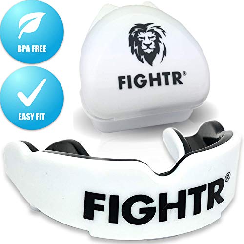 FIGHTR® Premium Protector bucal – respiración Ideal & fácil de Ajustar, protección Dental Deportiva para Boxeo, MMA, Muay Thai, Hockey y Deportes de Lucha, Incluye Caja higiénica