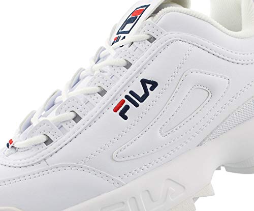Fila Disruptor II FW02945-111 Leather Youth Trainers - White Peacoat Red - 38.5