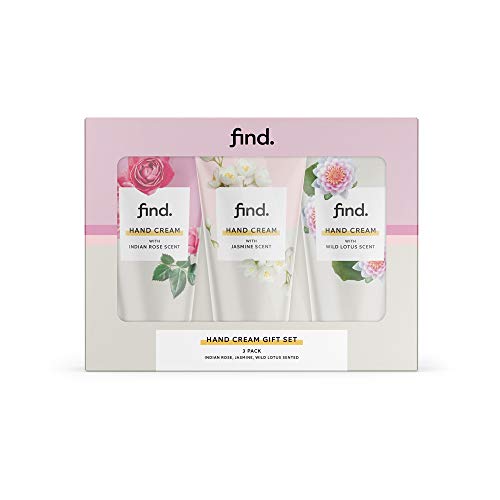 FIND - Colección set de regalo cremas de mano 3x75 ml (con perfumes de rosa de la India, jazmín y loto salvaje)