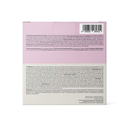 FIND - Mascarilla hidrogel, sin goteo, calmante para el contorno de ojos con flor de loto, pack de 5 unidades