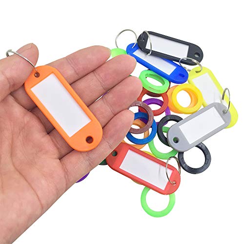 FineGood 30 pcs Étiquettes de clés avec 8 étiquettes de clé Windows, identificateur de clé en plastique Couvercle de bague de codage avec une étiquette d'identification de clé pour trousseau de bagage