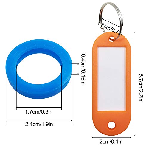 FineGood 30 pcs Étiquettes de clés avec 8 étiquettes de clé Windows, identificateur de clé en plastique Couvercle de bague de codage avec une étiquette d'identification de clé pour trousseau de bagage